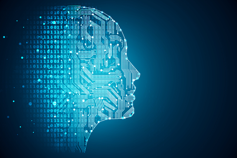 Artificial,Intelligence.,Human,Head,Outline,With,Circuit,Board,Inside.,Technology